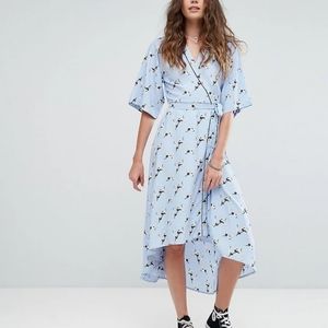 Asos Bird Print Wrap Dress